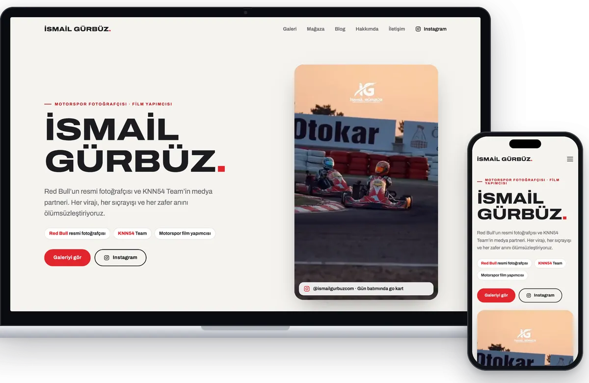 İsmail Gürbüz web sitesi dizüstü ve telefon ekranında