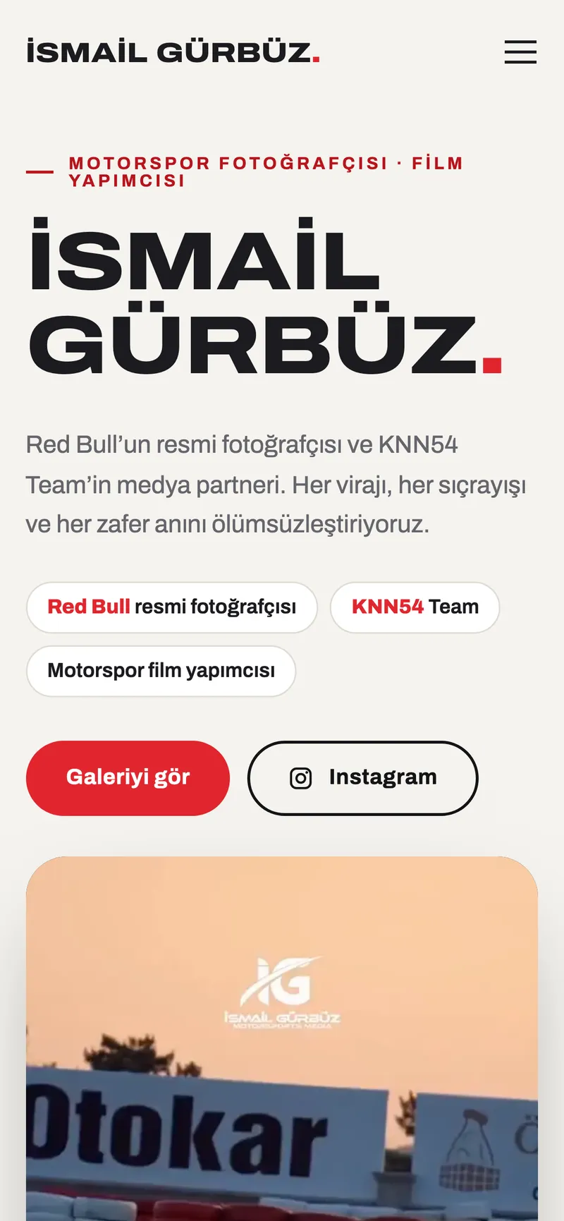İsmail Gürbüz sitesinin telefon görünümü